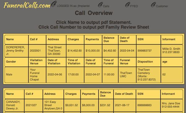 Call Overview Screenshot